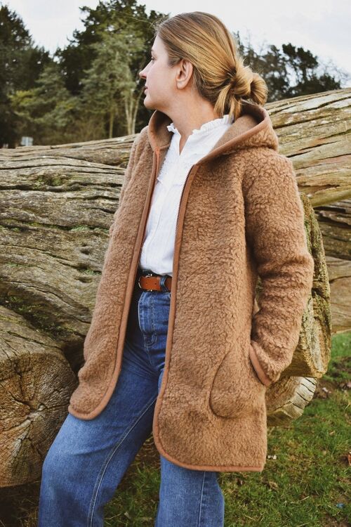 Freya Merino Wool Fleece Jacket in Camel