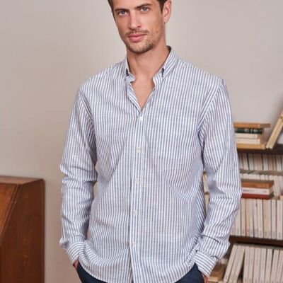 Chemise chambray Émile rayé bleu