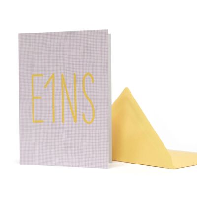 Greeting card "E1ns" pink