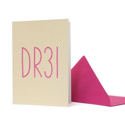 Tarjeta de felicitación "Dr3i" amarilla