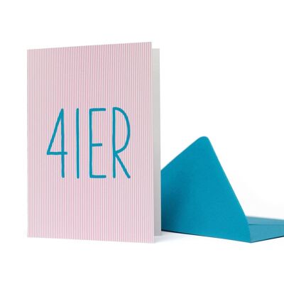 Greeting card "4ier" pink