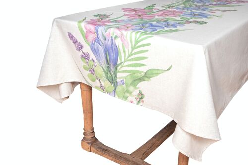 Tablecloth 50% Linen/Cotton, Melange, Wildflowers