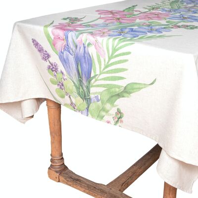 Tablecloth 50% Linen/Cotton, Melange, Wildflowers