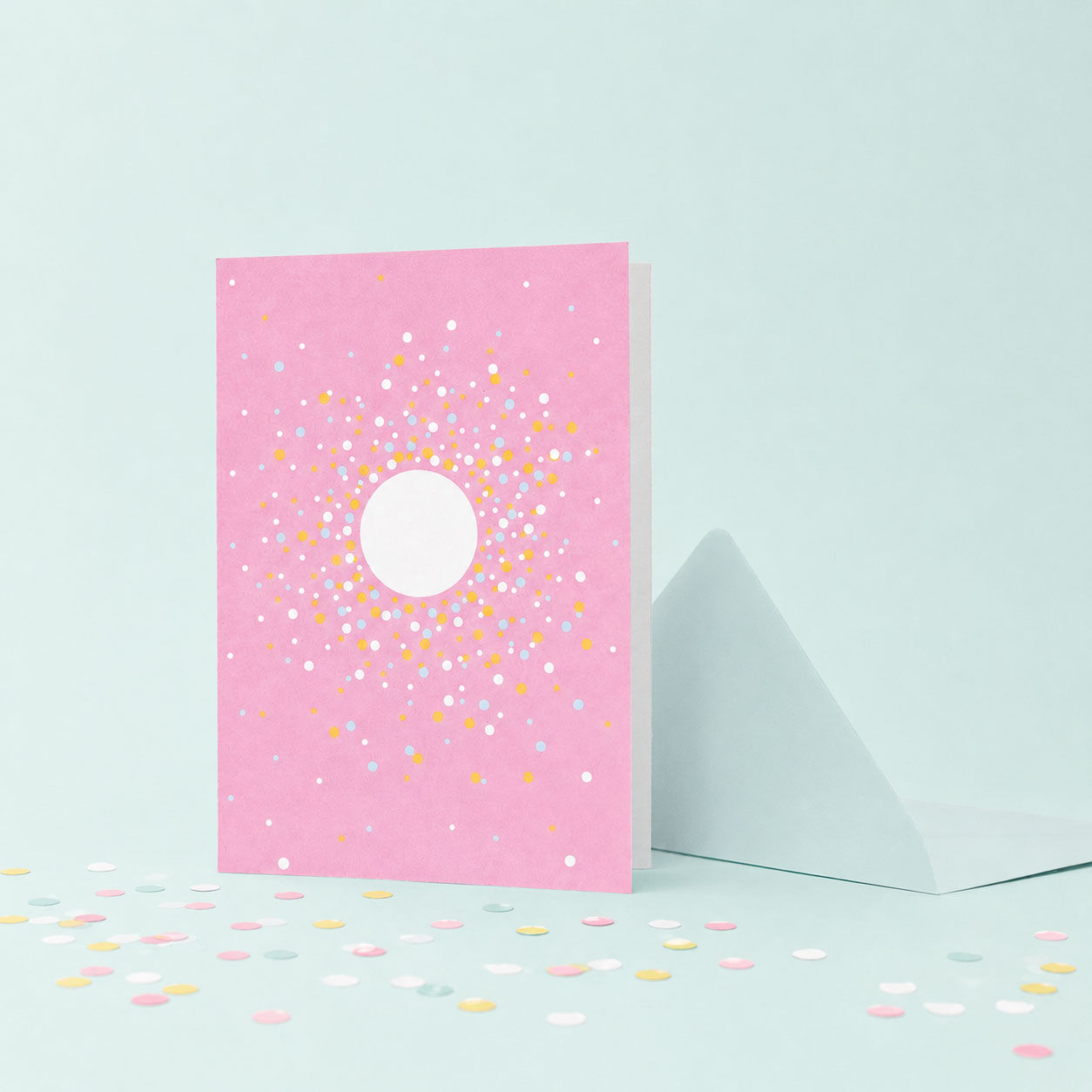 Pink confetti greeting card | Occasion can be personalized