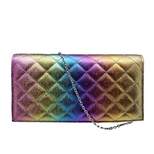 Quilted Rainbow Clutch Bag