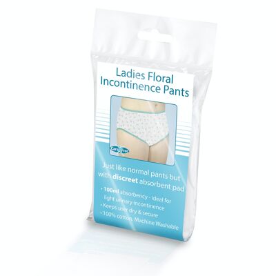 Pantalones de incontinencia de algodón floral para mujer 100ml 28/30"