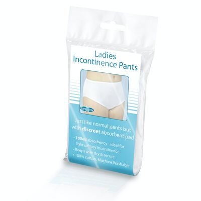 Ladies White Cotton Incontinence Pants 100ml 32/34"