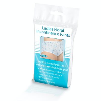 Ladies Floral Polyester Incontinence Pants 100ml 28/30"