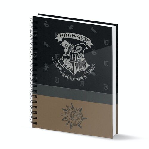 Harry Potter Howgarts-Cuaderno A4 Papel Cuadriculado, Negro