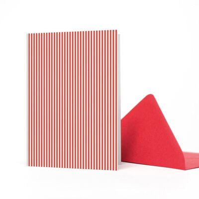 Greeting card straight stripes red