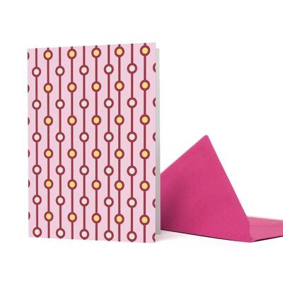 Tarjeta de felicitación con patrón de perlas rosa