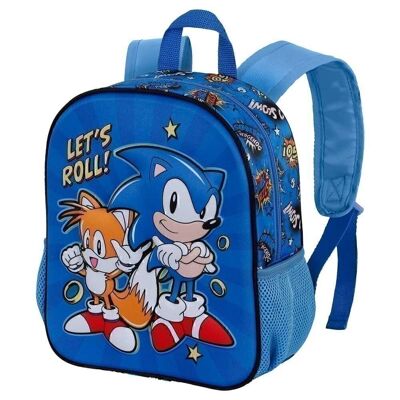 Sega-Sonic Lets roll-Mochila 3D Pequeña, Azul