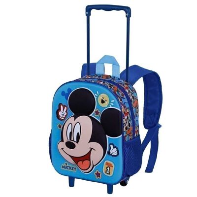 Disney Mickey Mouse Blissy-Mochila 3D con Ruedas Pequeña, Naranja