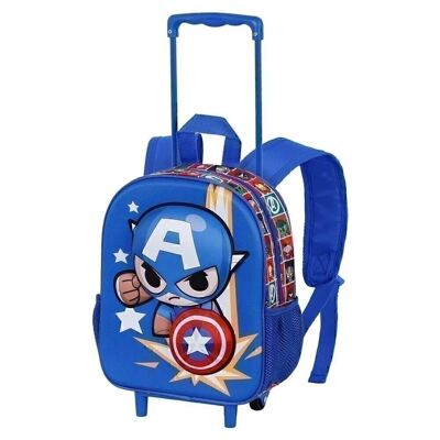 Marvel Captain America Punch-3D Rucksack mit kleinen Rädern, Blau