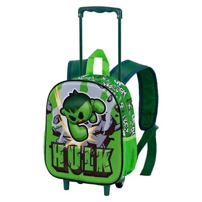 Marvel Hulk Greenmass-3D Backpack with Small Wheels, Green