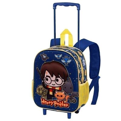 Harry Potter Beasty Friends-3D Small Wheeled Backpack, Blue