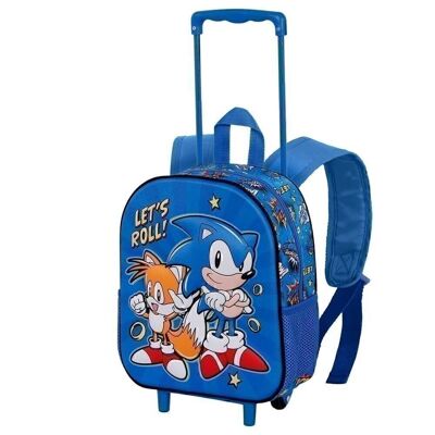 Sega-Sonic Lets roll-3D Backpack with Wheels Small, Blue