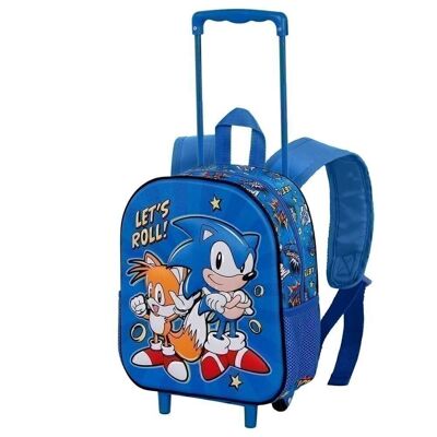 Sega-Sonic Lets roll-Mochila 3D con Ruedas Pequeña, Azul