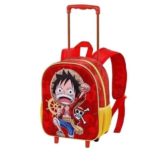 One Piece Luffy-Mochila 3D con Ruedas Pequeña, Rojo