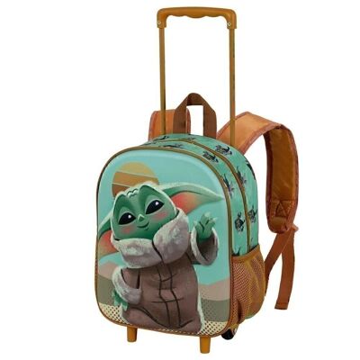 Star Wars The Mandalorian Say Hi-3D Backpack with Small Wheels, Green