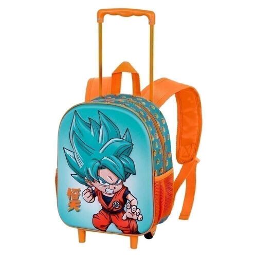 Dragon Ball (Bola de Dragón) Blue-Mochila 3D con Ruedas Pequeña, Multicolor