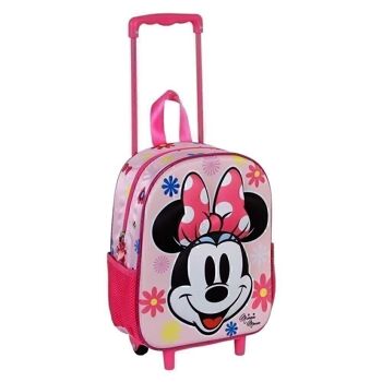 Disney Minnie Mouse Floral-3D Sac à dos avec petites roulettes Rose 3