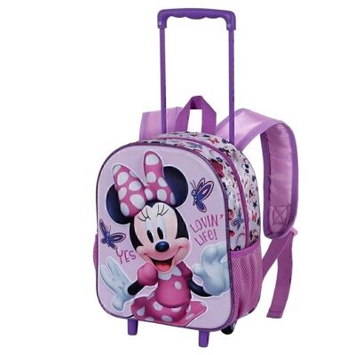 Disney Minnie Mouse Butterflies-3D Backpack with Small Wheels, Lilac