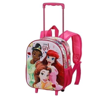 Princesas Disney Strong-Mochila 3D con Ruedas Pequeña, Rosa