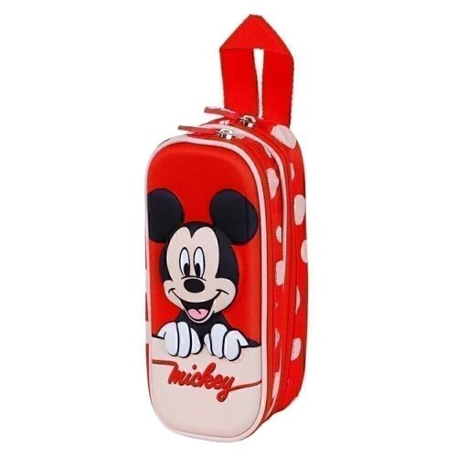 Disney Mickey Mouse Bobblehead-Estuche Portatodo 3D Doble, Rojo