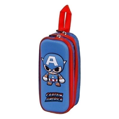 Marvel Captain America Bobblehead-Double 3D Pencil Case, Blue
