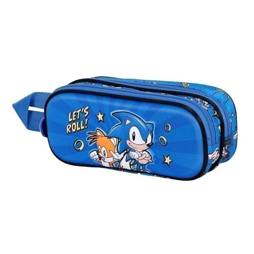 Sega-Sonic Lets roll-Estuche Portatodo 3D Doble, Azul