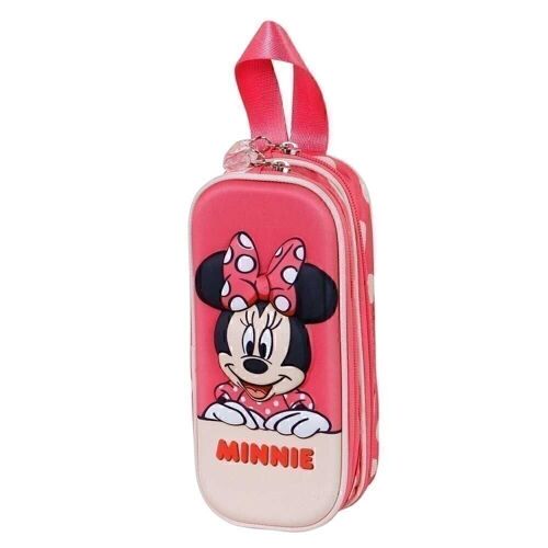 Disney Minnie Mouse Bobblehead-Estuche Portatodo 3D Doble, Rosa