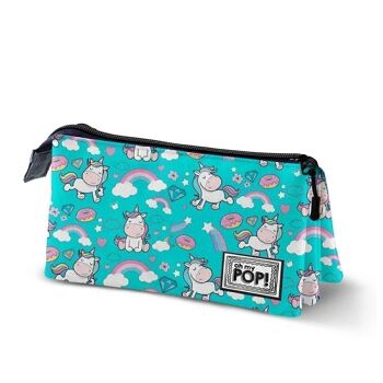 Ô mon Pop ! Cutie-Pencil Trousse Triple FAN, Turquoise