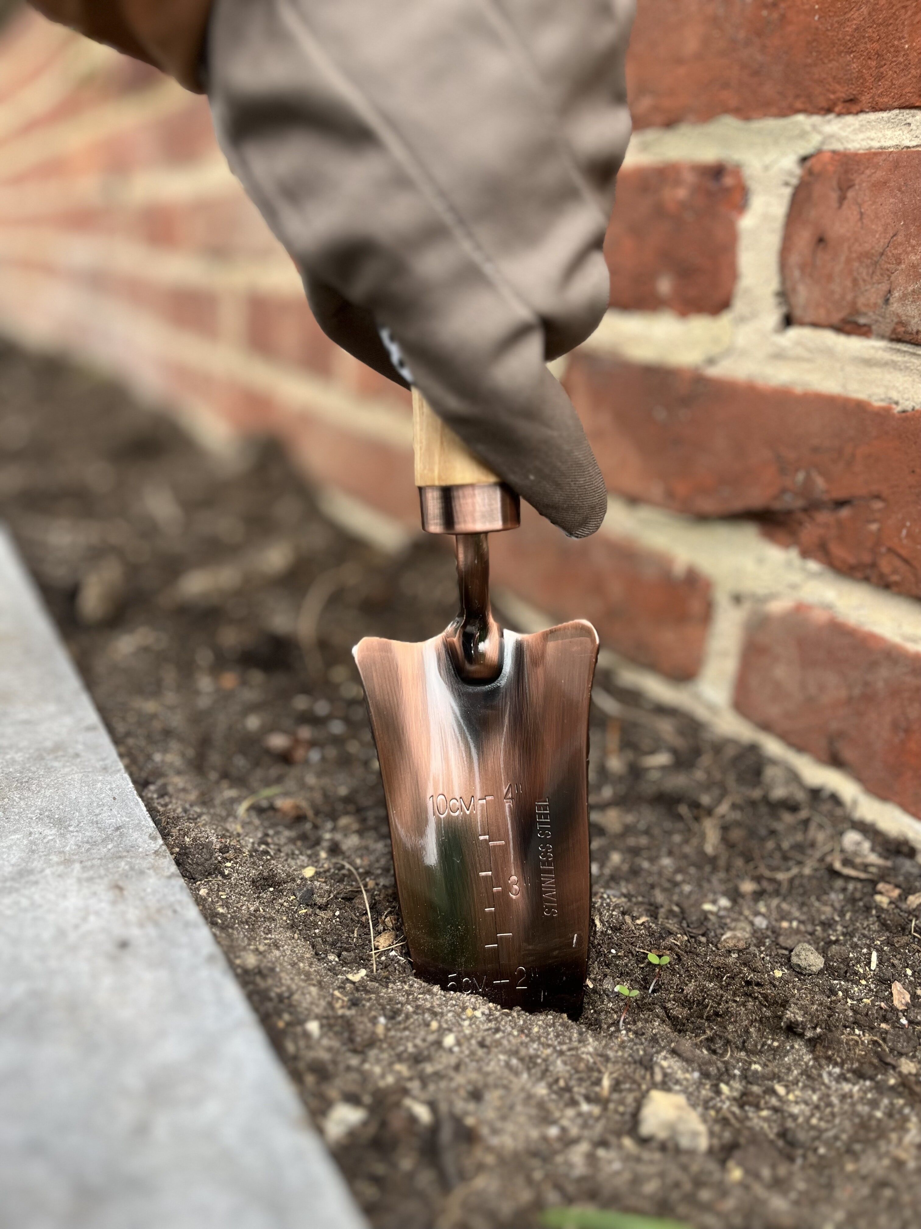 Botang Koperen Transplanter met Houten Handvat (32,5 x 6,5 cm)