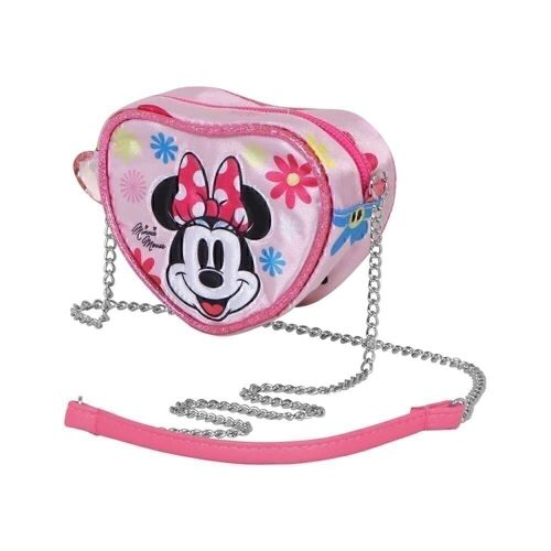 Disney Minnie Mouse Floral-Bolso Corazón Mini, Rosa