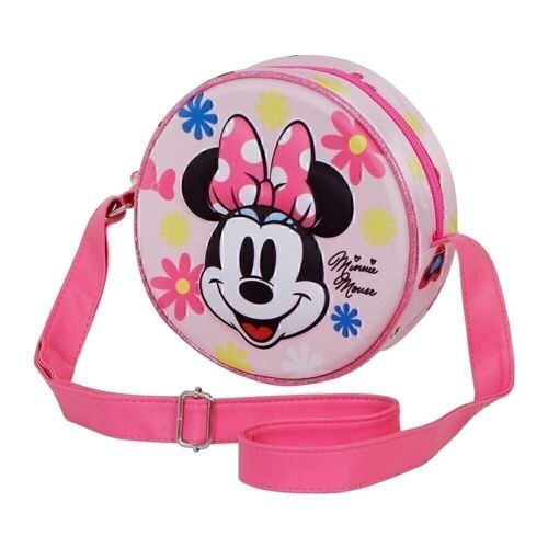 Disney Minnie Mouse Floral-Bolso Disney Redondo 3D, Rosa