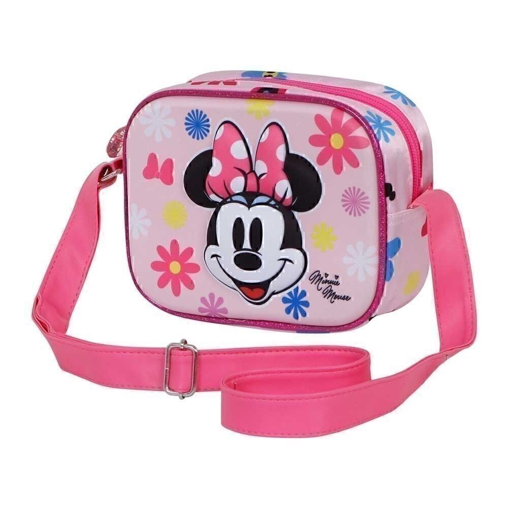 Borsa quadrata Disney Minnie Mouse floreale 3D, rosa