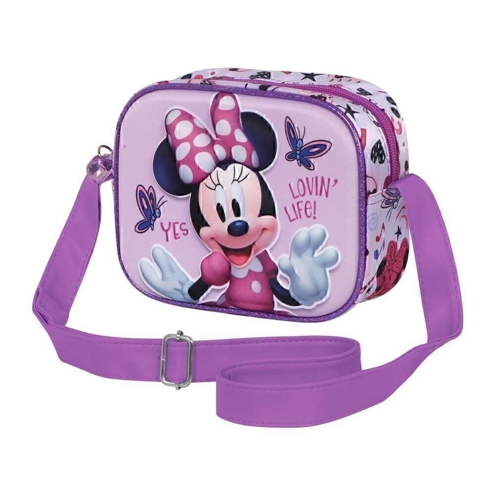 Borsa quadrata Disney Minnie Mouse Farfalle-3D, Lilla
