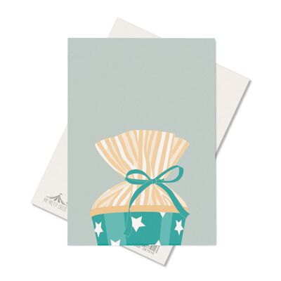 Carte postale "Schultüte" turquoise - carton pulpe de bois