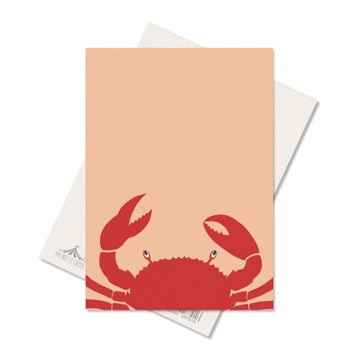 Carte postale "Crabe" rouge corail - carton pulpe de bois