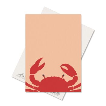 Carte postale "Crabe" rouge corail - carton pulpe de bois 1