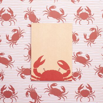 Carte postale "Crabe" rouge corail - carton pulpe de bois 2