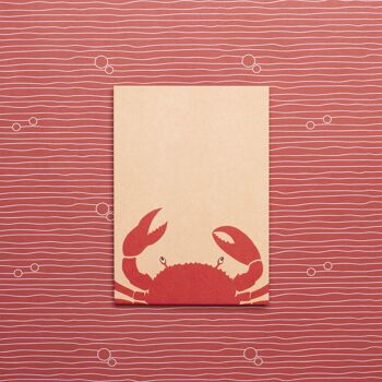 Carte postale "Crabe" rouge corail - carton pulpe de bois 3