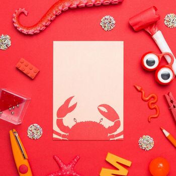 Carte postale "Crabe" rouge corail - carton pulpe de bois 4