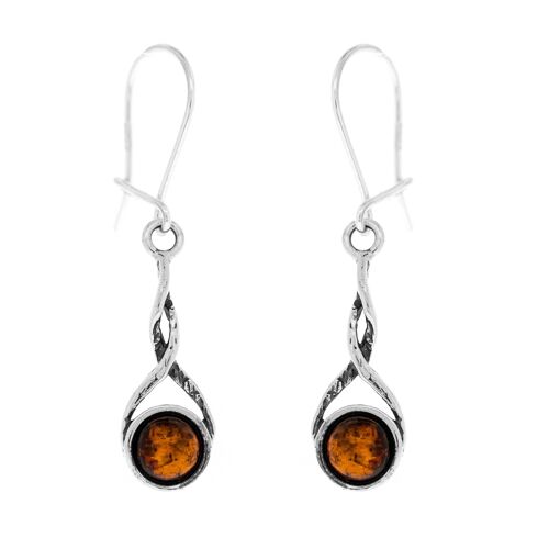 Cognac Amber Twisted Drop Earrings with and Presentation Box