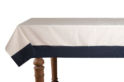 Tablecloth 50% Linen/Cotton, Natural with Linen Blue Edges