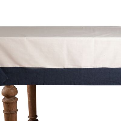 Tablecloth 50% Linen/Cotton, Natural with Linen Blue Edges