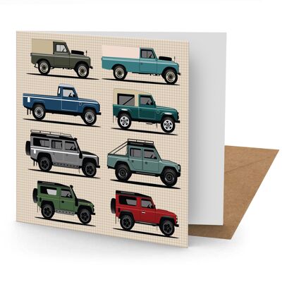Tarjeta de felicitación Land Rover (150x150 en blanco)