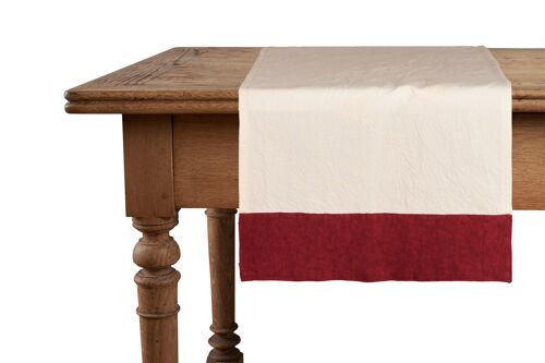 Runner, 50% Linen/Cotton, Natural with Linen Cherry Red Edges