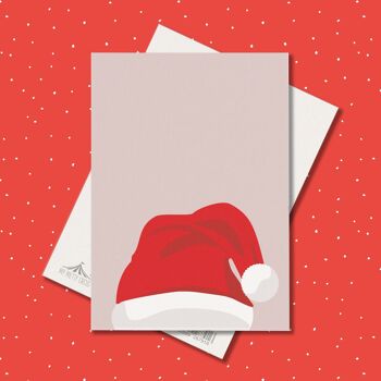 Carte postale de Noël "Chapeau de Père Noël" rose - carton pâte à bois 3